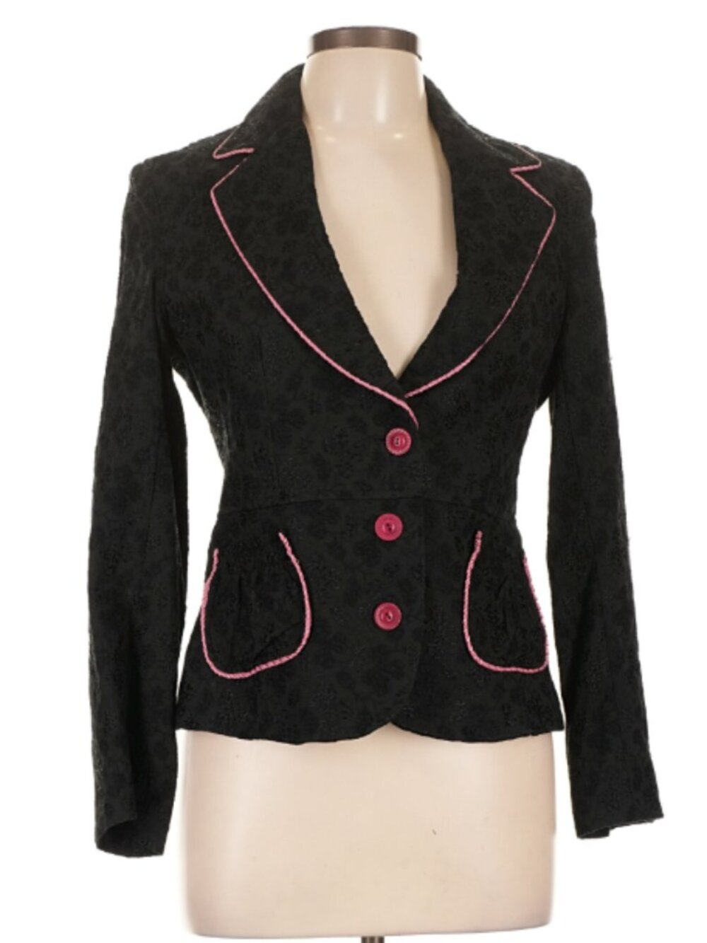 Alannah Hill Women's Black Floral Embroidered Blazer Jacket - Size 8